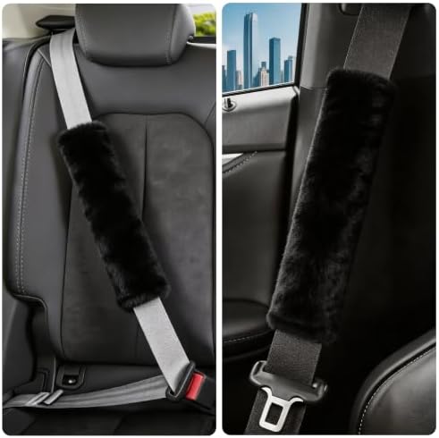 Amooca 2-Pack Soft Furry Universal Seatbelt Cover Car Shoulder Pad - Image 6