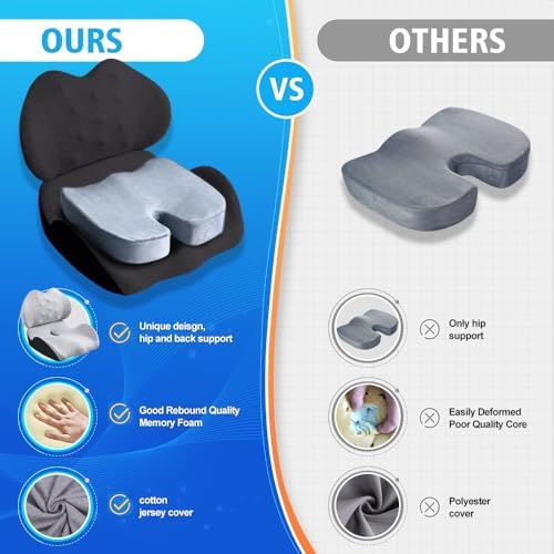Lexeme X Large Memory Foam Seat Cushion Lumbar Support Pillow - Image 6