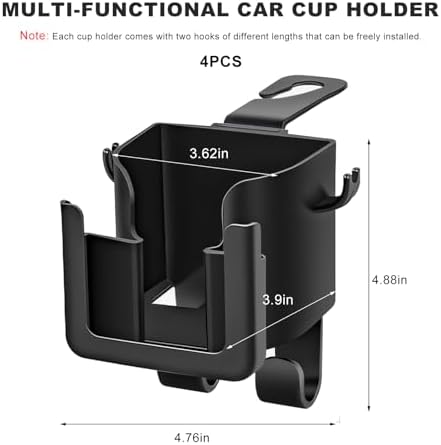 4 PCS Headrest Cup Holder for Car Back Seat, Auto Bottle & Phone Holder - Image 2