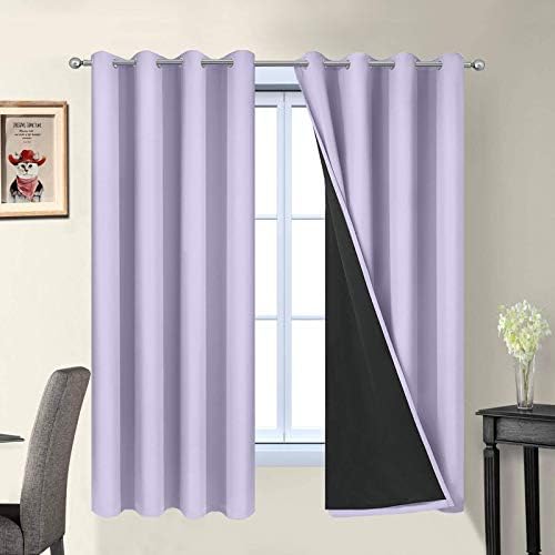 Yakamok Lilac 100% Blackout Curtains 63 Inches Long by Yakamok