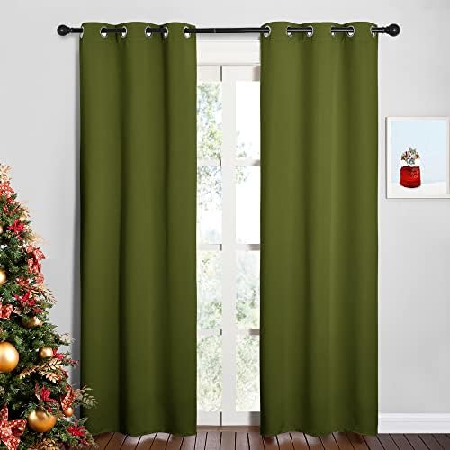 NICETOWN Window Curtain Panels, 1 Pair, 34 by 84-inch, Olive Green by NICETOWN