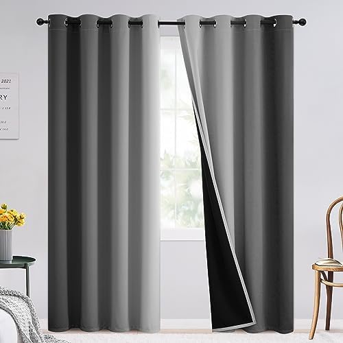 SimpleHome 100% Blackout Ombre Bedroom Curtains Grey and Greyish White by SimpleHome