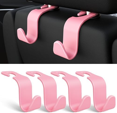 4-Pack Car Headrest Hooks Holds 55lbs Seat Storage Organizer by Amooca