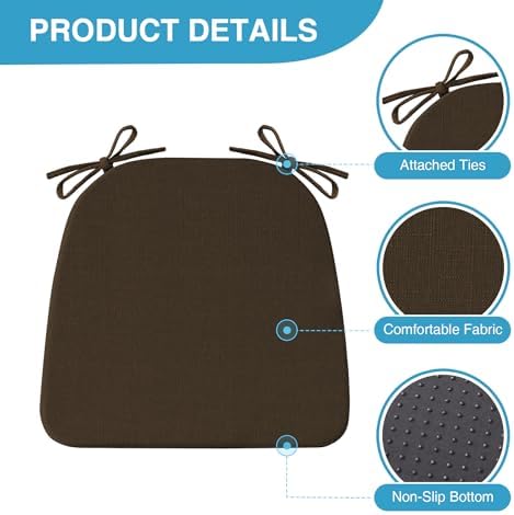 IASEAHK Chair Cushions for Dining Chairs Set of 4, Non Slip Kitchen Chair Pads - Image 2