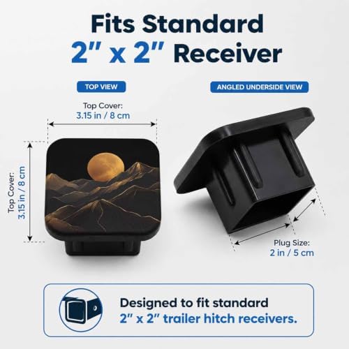 Golden Mountain Sunset 2" Hitch Cover, Rubber Towing Hitch Covers Hitch - Image 2