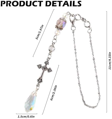 Healing Crystal Rearview Mirror Charm Cross Christian Suncatcher - Image 5