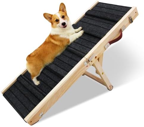 32.2x12.2Inch Dog Pet Ramp for Bed 5 Adjustable Height Dogs Stairs for Small Dog by X-Kingsun