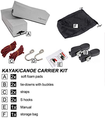 WOOWAVE Kayak Carrier Deluxe Carrier Kit Universal Soft Standard Foam Block - Image 3