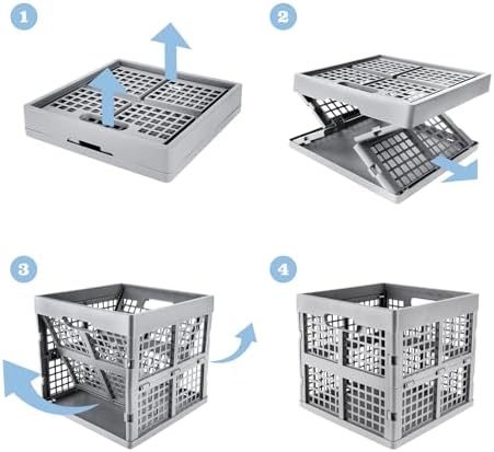 Eslite 3-Pack Collapsible Plastic Storage Crates, Foldable Crates - Image 4