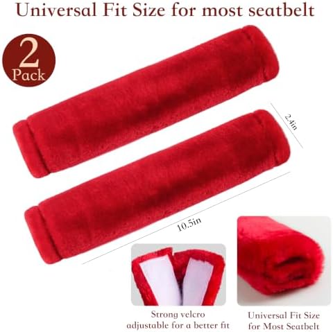 Amooca 2-Pack Soft Furry Universal Seatbelt Cover Car Shoulder Pad - Image 5