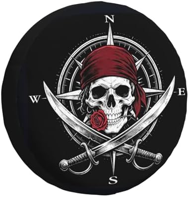 Pirate Skull Compass Spare Tire Cover Waterproof Wheel Cover 15 Inch Universal by Unknown
