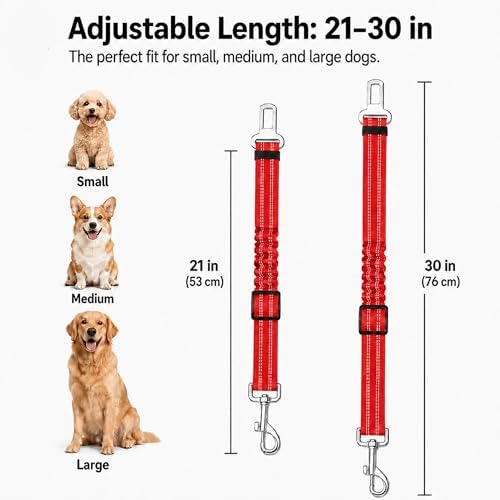 Dog Car Restraint Tether 2Pcs, Retractable Pet Travel Harness - Image 4