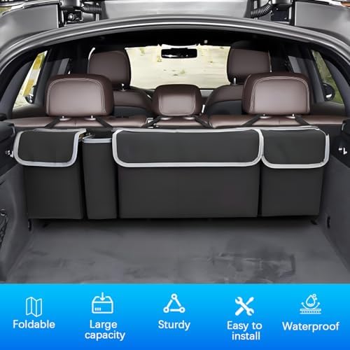 Car Trunk Organizer with Lid, Large Waterproof Vehicle Backseat Hanging Storage - Image 3