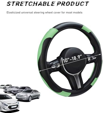 povtii Car Steering Wheel Cover, 15 Inch Leather Breathable Auto Steering Wheel - Image 2