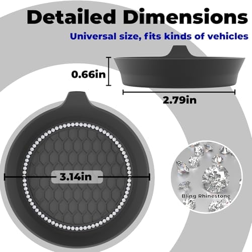2 PCS Car Cup Coasters, Bling Cup Holder Coaster - Image 3