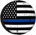 Blue Line Flag Spare Tire Cover 17 inch Wheel an American Flag Symbolic of by NOMEDOGYIM
