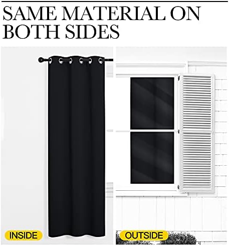 NICETOWN Patio Blackout Long Curtains Shades 2 Panels 55 x 120-inch Black - Image 6