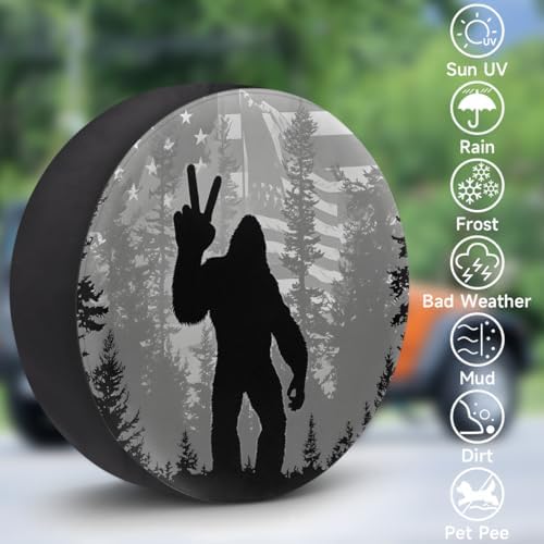 Spare Tire Cover Bigfoot American Flag Wheel Covers Protectors Waterproof - Image 3