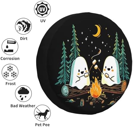 Ghost Roasting Marshmallows Spare Tire Cover Waterproof Wheel Cover 16 Inch - Image 6