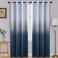 SimpleHome Ombre Gradient Navy Blue White to Gray Bedroom Curtains by SimpleHome