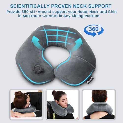 Keemall Inflatable Travel Neck Pillow, Cervical Support - Image 4