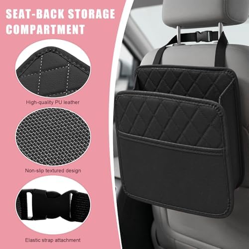 2 PCS Car Seat Back Organizer, Durable Leather Trash Bag Hanging Backseat - Image 3