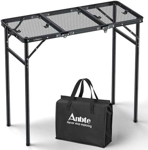 Anbte 3ft Tri-fold Grill Table, 3 Adjustable Heights Max 29.5" by Anbte