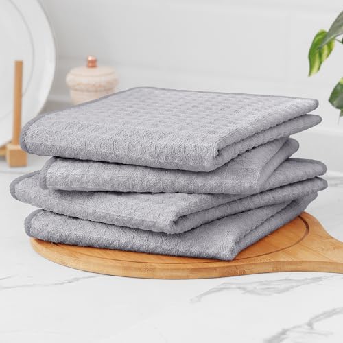 Homaxy Microfiber Waffle Weave Kitchen Towels, 4 Pack - Image 6
