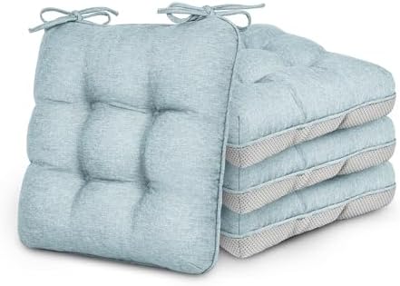 Love's cabin Memory Foam Chair Cushions Set of 4, 15.5 Inch, Light Blue by Lovescabin