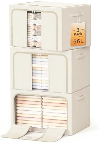 Clothes Storage Bins with Metal Frame, Foldable Clothes Organizers Storage by LeArex