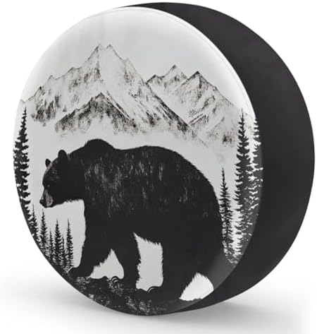 Bear Black Spare Tire Cover Dust-Proof Wheel Protector - Image 2