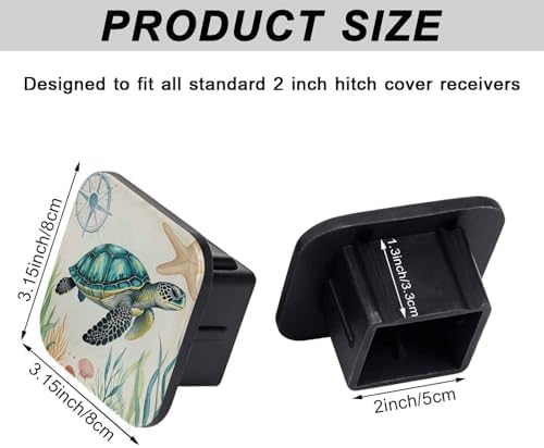 Sea Turtle Nautical Tow Hitch Covers Heavy Duty Rubber Trailer Hitch Cover 2" - Image 2