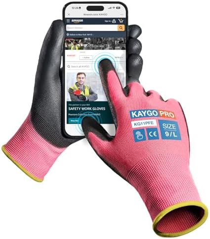KAYGO Safety Work Gloves, PU Coated, 2-Finger Touchscreen by KAYGO
