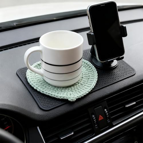 2PCS Handmade Crochet Car Cup Holder Coasters - Image 6