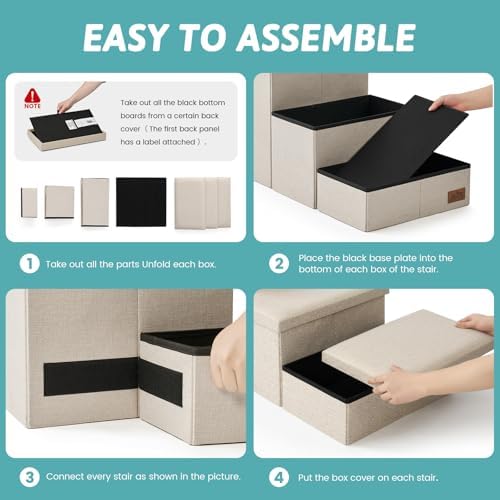 COZY KISS Dog Stairs with Storage, 16.7" H Wider Dog Steps - Image 3