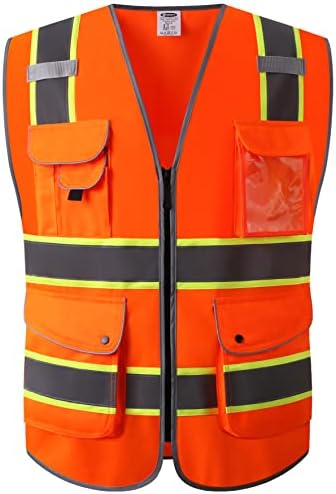 JKSafety Safety Vest for Men Women Reflective Hi Vis JK901 Orange L by JKSafety