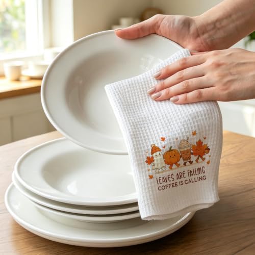 Fall Coffee Gift Kitchen Towel, Ghost Pumpkin Coffee Lover Dish Towel - Image 3