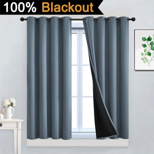 Yakamok Stone Blue 100% Blackout Curtains 45 Inches Long 52" Wide 2 Panel - Image 2