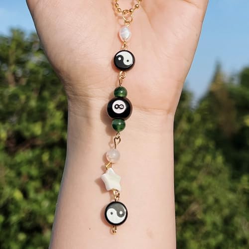Car Rear View Mirror Accessories Witchy Car Hanging Ornament, Yinyang Rearview by Pyotivol