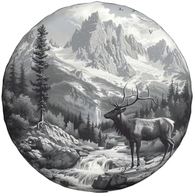 Mountains Lake and Deer Spare Tire Cover Wheel Protectors Weatherproof Deer - Image 2