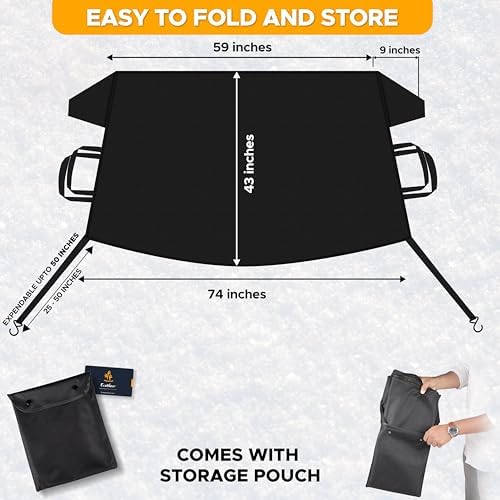 EcoNour Windshield Snow Cover, Heavy-Duty 600D Oxford Fabric - Image 4