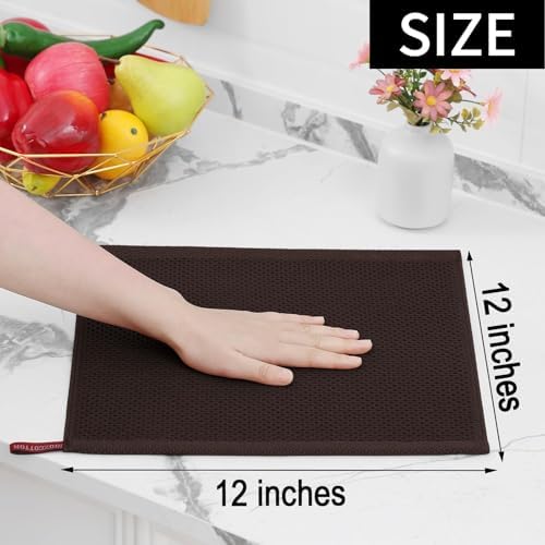 Homaxy 100% Cotton Waffle Weave Kitchen Dish Cloths 24-Pack, Dark Brown - Image 5