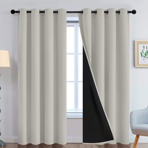 Yakamok Cream Beige 100% Blackout Curtains 96 Inches Long 52" Wide 2 Panels by Yakamok