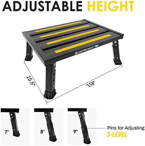 Adjustable RV Step Stool, Wide Platform, Foldable Legs - Image 2