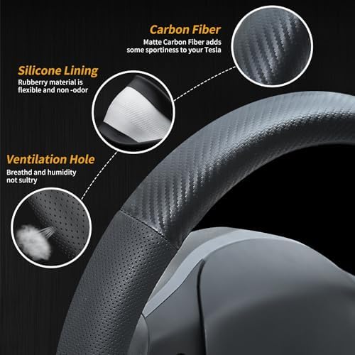 Uxcer Carbon Fiber Leather Steering Wheel Cover - Image 5