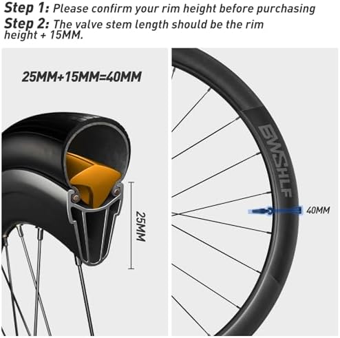 BWSHLF Tubeless Presta Valve Stem 40/44/55/60/65/80/100 mm, Super Light Alloy - Image 5