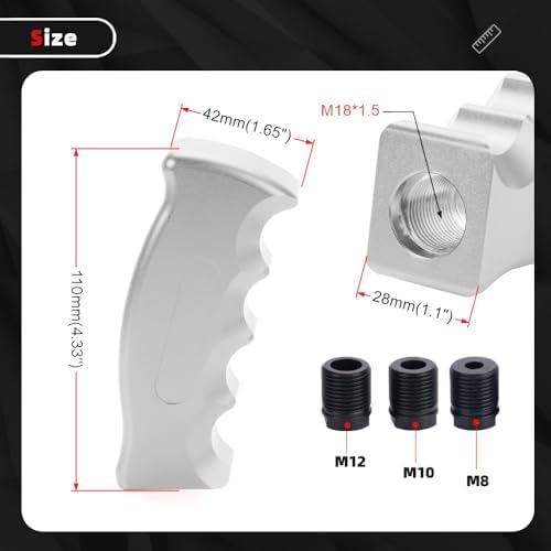 Universal Aluminum Slotted Pistol Grip Handle Manual MT Gear Stick Shift Knob - Image 4