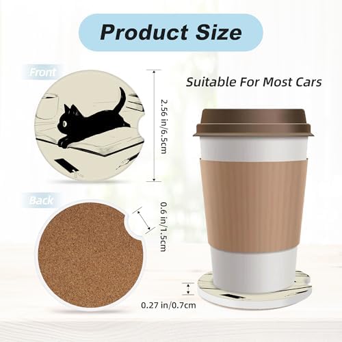 Kawaii Anime Black Cat Car Coasters - Image 3