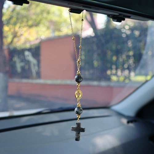 Larvikite Cross Car Hanging Ornament - Image 2