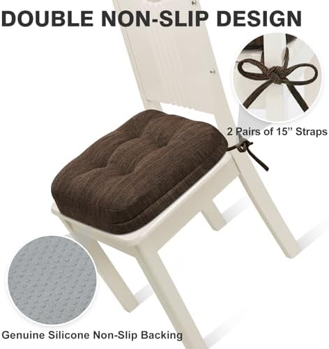 Shinnwa Dining Chair Cushions Set of 2, Dual-Layer Memory Foam Kitchen Chair - Image 5